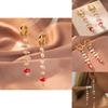 Long Tassel Earrings For Women With Geometric Faux Pearl Mushroom Design Trendy