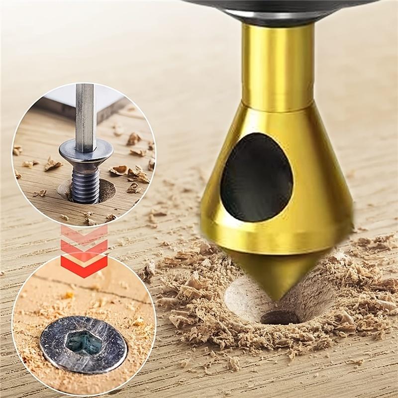 Сверло с фаской 90°, коническая фреза для снятия заусенцев, зенковка с титановым покрытием, круглый хвостовик для алюминия, дерева, мягкого металла, гладкий вырез отверстия