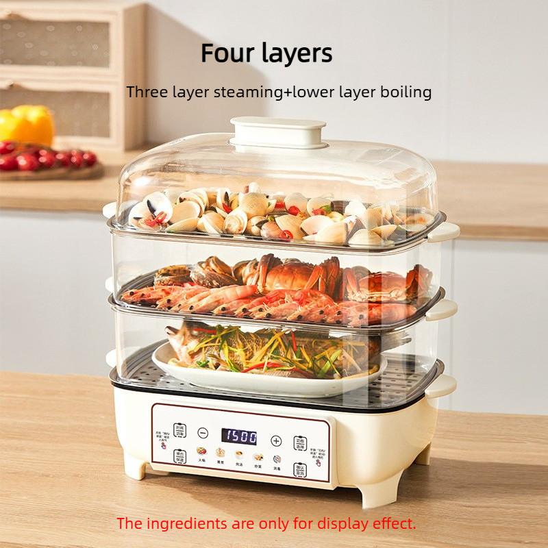 Multi functional Electric Steamer Four Layer Large Capacity Steam Pot Household Breakfast Automatic Power Off Steaming Box