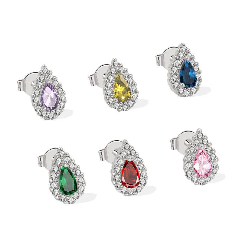 Exquisite Teardrop Micro Paved Zircon Stud Earrings Minimalist Light Luxury Fashion Versatile Women Jewelry