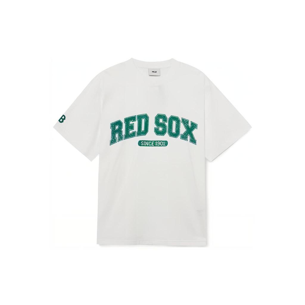 MLB Футболки Boston Red Sox Унисекс Белые Круглый вырез Умеренный Прямой крой 3ATSV0633-43WHS