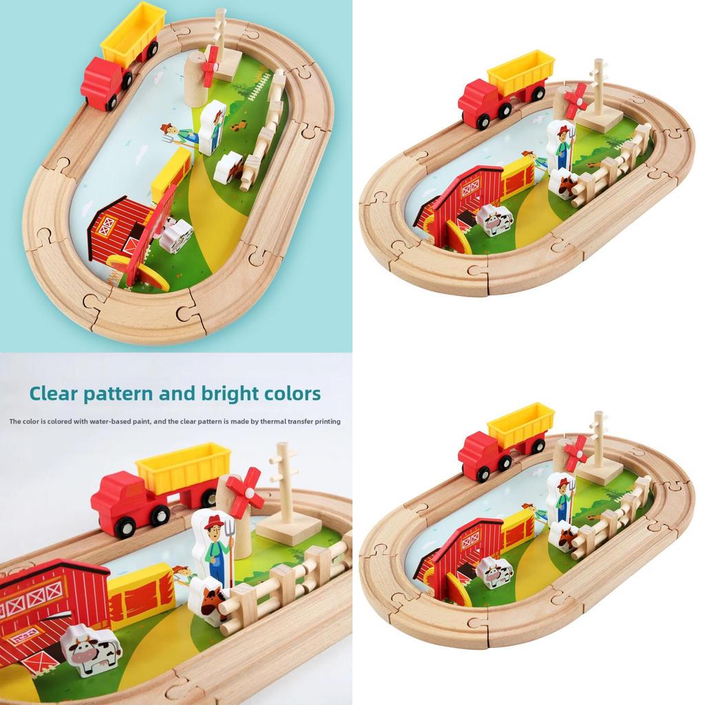 Деревянная Ферма Трек Сцена Строительные Блоки Детский Набор Игрушек Для Детей Развивающая Игра