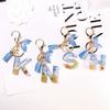 Blue Tassel Initials Fishtail Pendant Letters A To Z 26 Letter Keychain  Jewelry Gift
