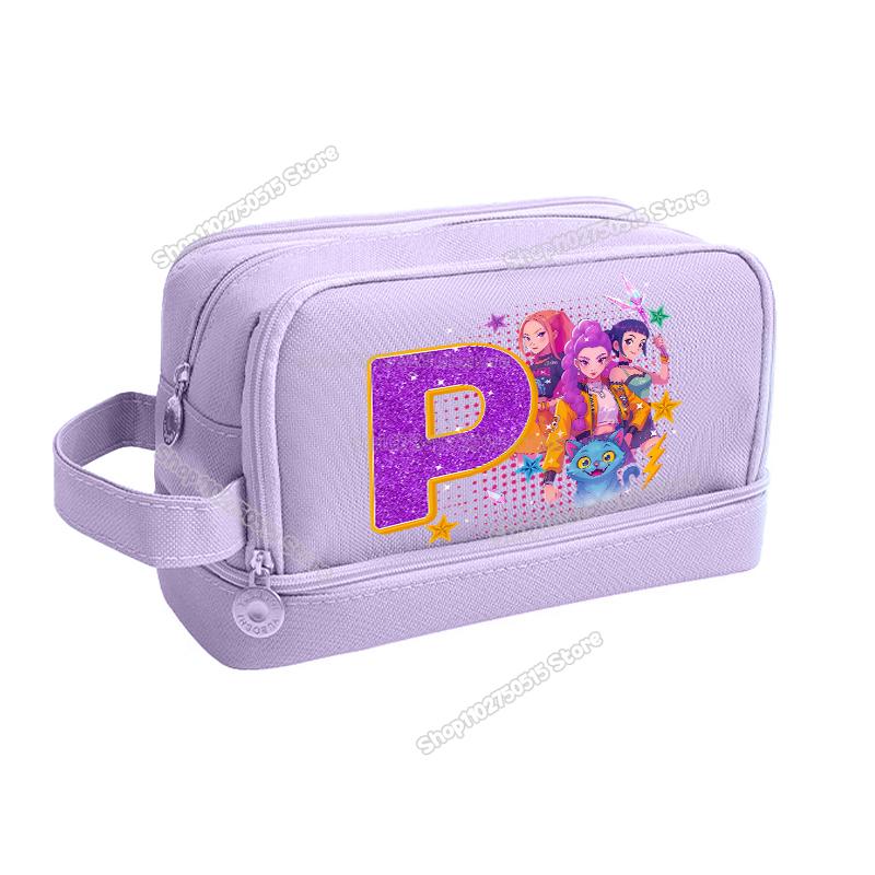 Kpop Demon Hunters Letter A-Z Pencil Bag Rumi Mira Zoey Girl Student Pencil Case High-capacity Stationery Pouch School Supplies