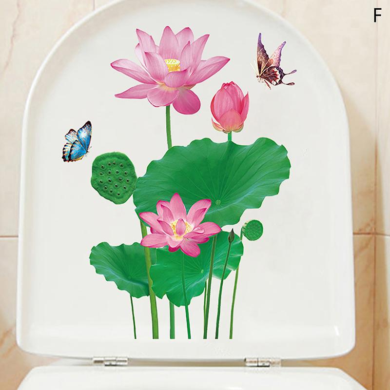 Наклейки на туалет, унитаз, растение, цветочная наклейка на стену для ванной комнаты, наклейка на крышку унитаза, самоклеящаяся наклейка, настенное украшение для дома