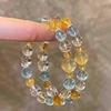 Элегантный хрустальный браслет: Желтый апатит и аквамарин, дизайн «легкая роскошь» - Идеальный подарок на Циси для женщин