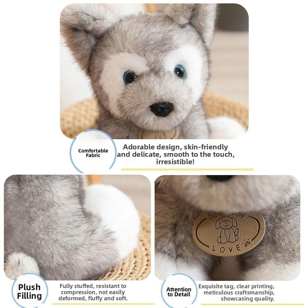 Fluffy Husky Puppy Doll Soft Lovely Companion Pets Cuddly Puppy Plush Toy Children Birthday Gift