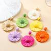 Bohemian Round Floral Woven Raffia Earrings for Women
