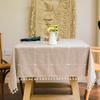 Linen Cotton Embroidery Lattice Tablecloth Rectangular Dustproof Tassels Table Cover For Kitchen Dinning Coffee Table Decoration
