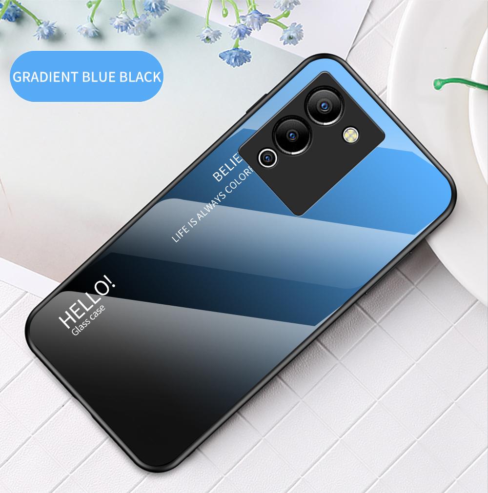 Чехол для Infinix Note 10 11 Pro 12 11s Hot 8 10s 11 11s 9 10 11 Play 30i Smart 4 5 6 7, чехол с градиентом Aurora, закаленное стекло, мягкая рамка, задняя крышка, чехол для телефона