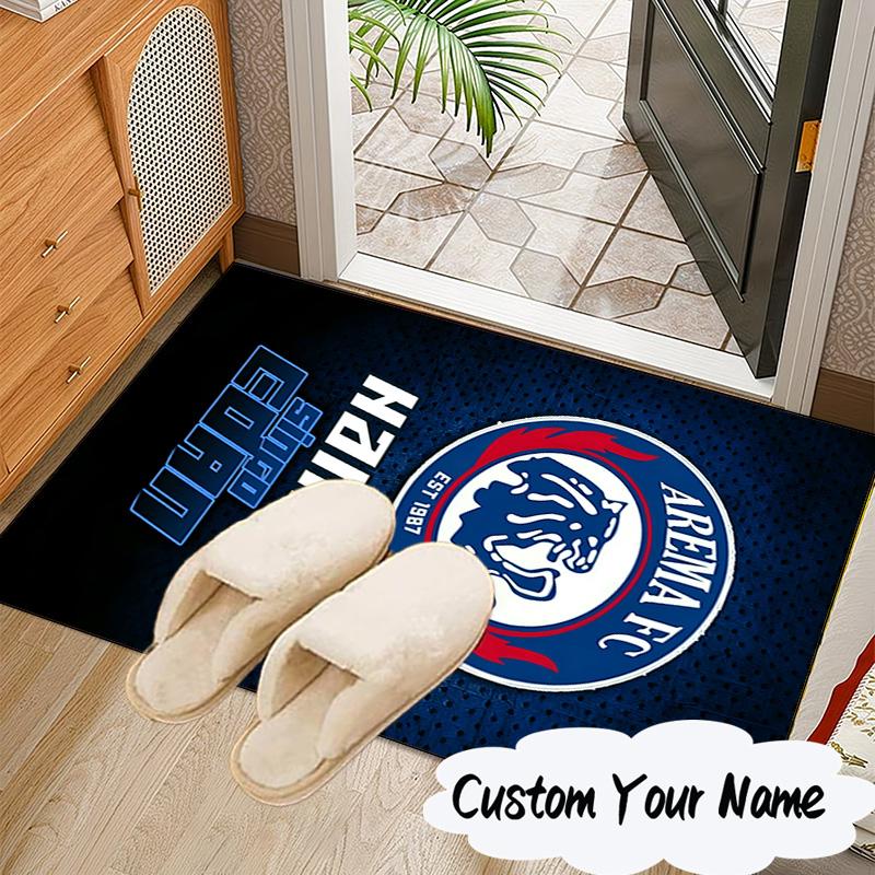 Custom Name Arema Crest Pride Rug for Living Room, Game Rooms, Office, Bedroom, Floor Mat Playful Design, fan gifts Christmas decor