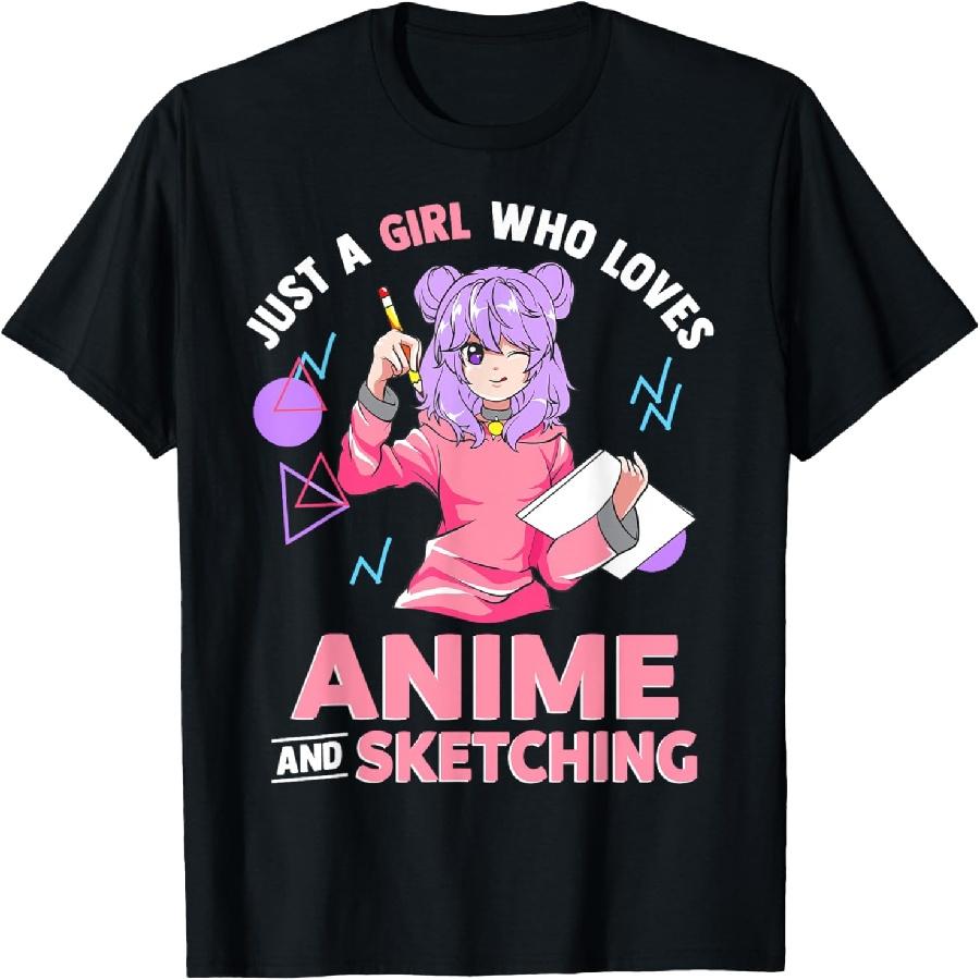 Unisex T-shirt Just A Girl Who Loves Anime and Sketching Short Sleeve T-Shirt