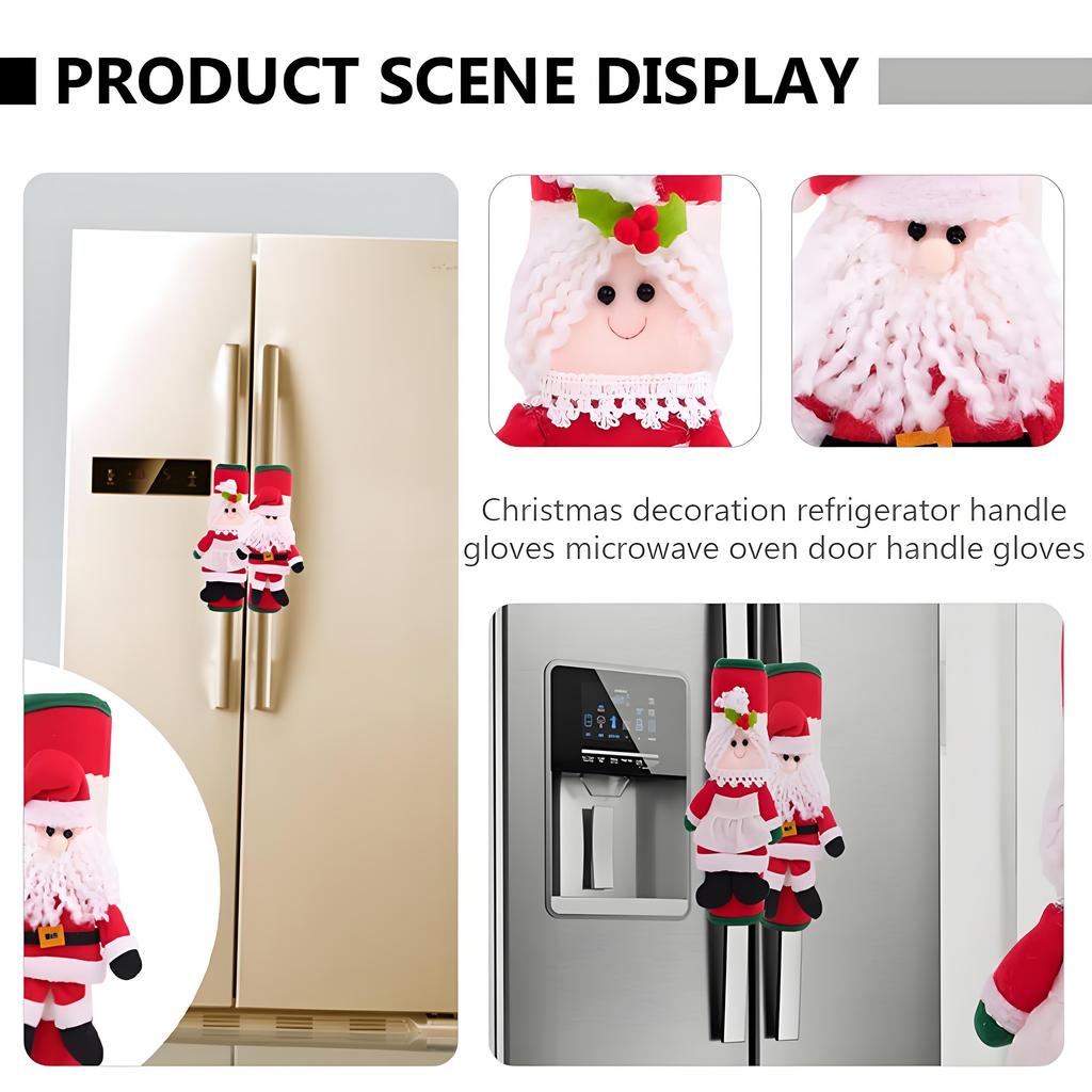 2-Pack Festive Refrigerator Handle Covers | Holiday Kitchen Appliance Decor | Easy-Install Christmas Fridge Accessories