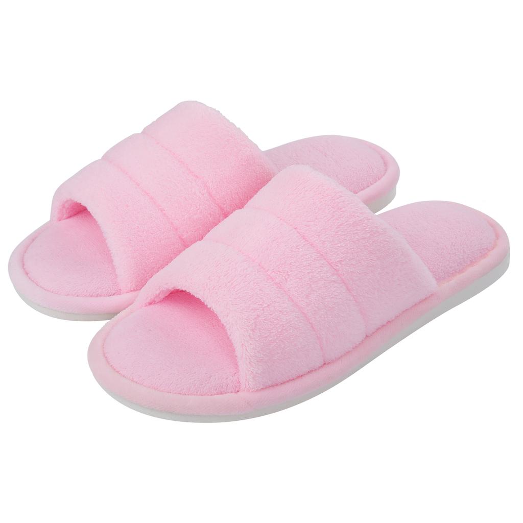 Comwarm Plush House Slippers For Women And Man Open Toe Cozy Cotton Shoes Indoor Outdoor Flat Soft Breathable Non-slip Sandals
