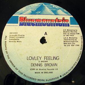 12-дюймовая пластинка DENNIS BROWN - Lovely Feeling BM026D Blue Mountain 1986 US Регги, Ска и Даб Б/У