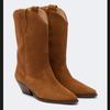 Krazing Pot Cow Suede Nubuck Autumn Pointed Toe Winter Shoes Square Heels Big Size 45 Size 44 Size 46 Women Keep Warm Mid-calf Boots