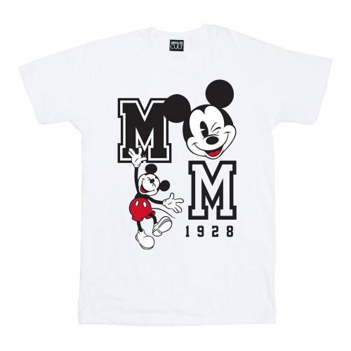 Disney Womens/Ladies Mickey Mouse Jump And Wink Cotton Boyfriend T-Shirt