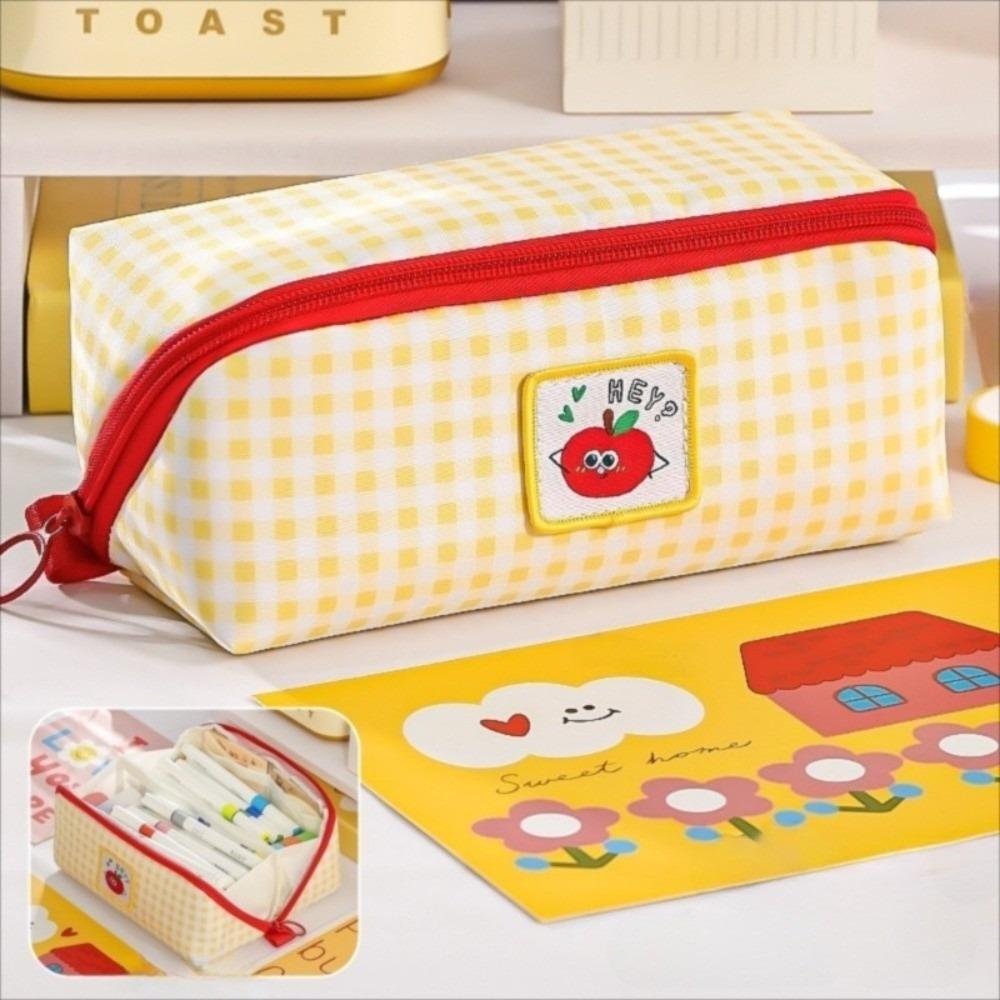 Large Capacity Grid Stationery Bag Korean Style Dopamine Pencil Pouch Prism Pencil Case  Office