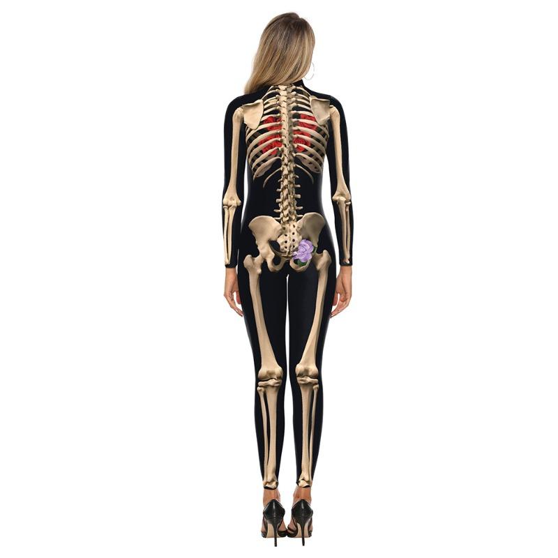 New Rose Human Skeleton Stage Performance Clothing Tight Elastic One-piece Clothing -0
