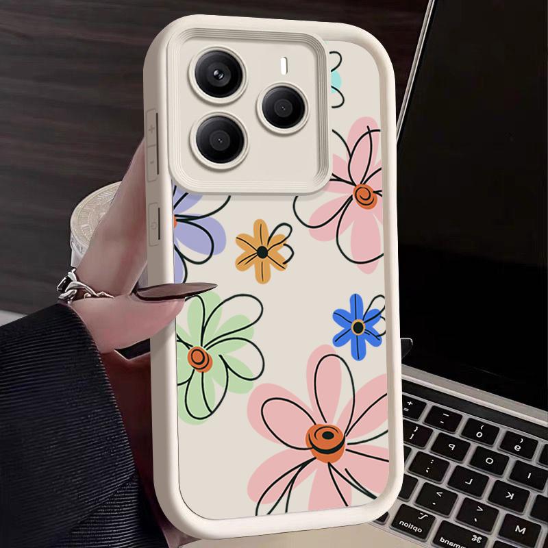Мягкий силиконовый чехол для телефона с цветочным принтом для Xiaomi 14T Pro 13T Poco X7 F6 X6 Redmi Note 14 Pro 13 12 11 TPU противоударный защитный бампер для объектива