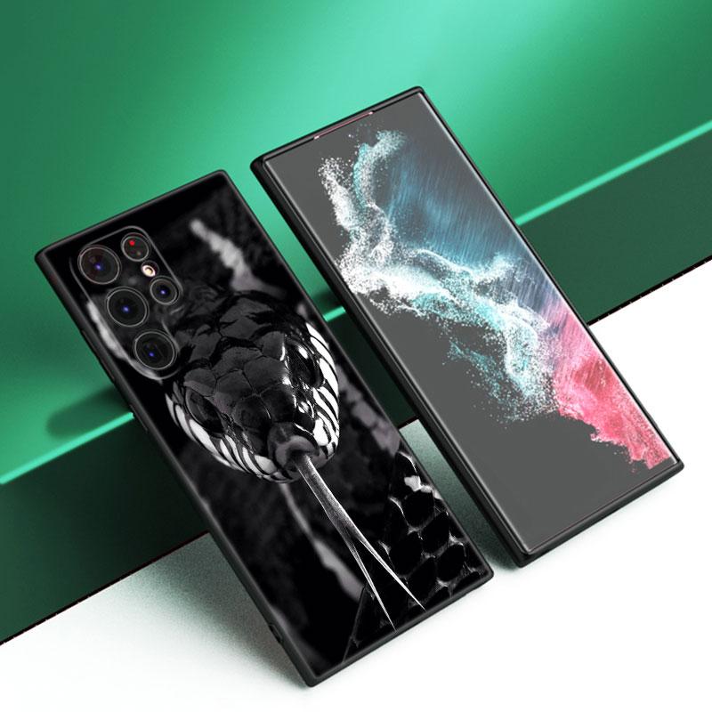 Черный силиконовый чехол для телефона Animal Snake для Samsung Galaxy S23 S21 S20 FE S24 S22 Ultra S10E S10 S9 S8 Plus