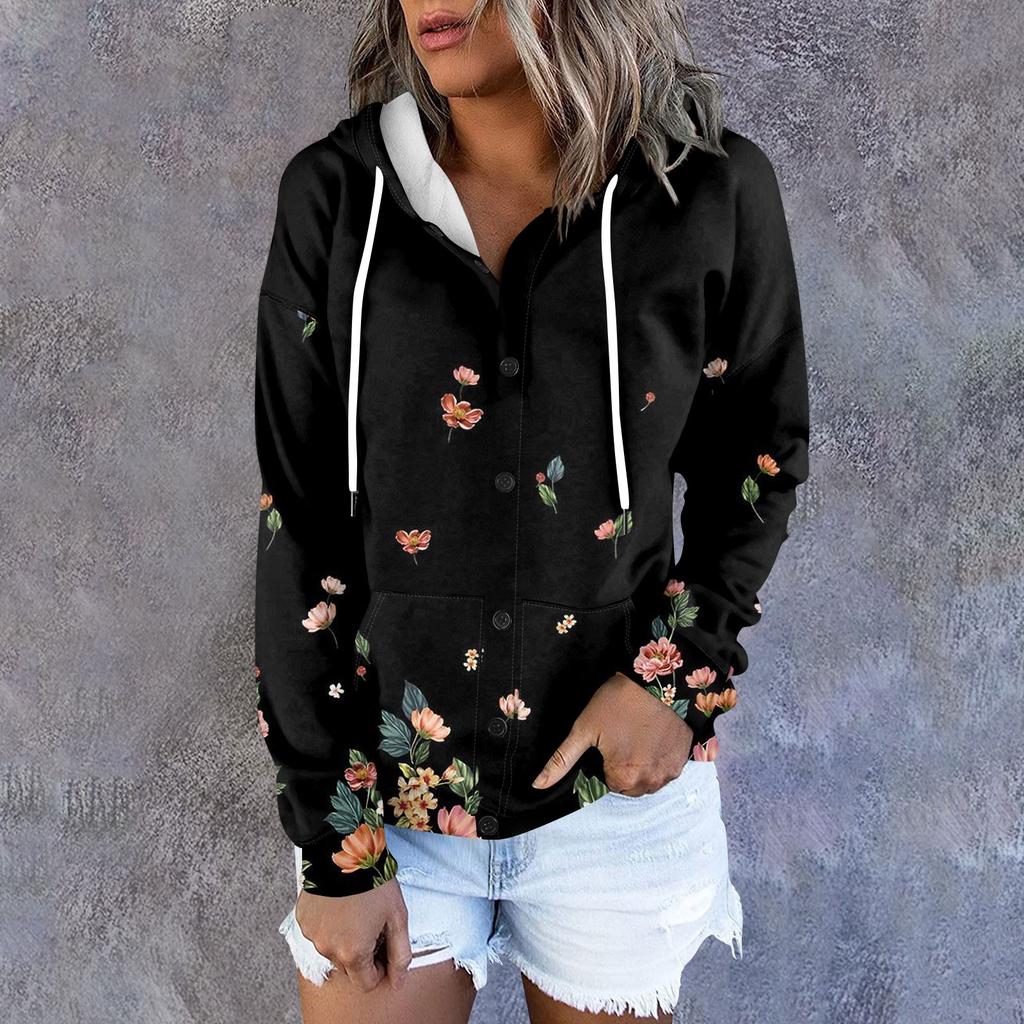 Женская толстовка с капюшоном, свободная спортивная куртка с длинными рукавами и принтом