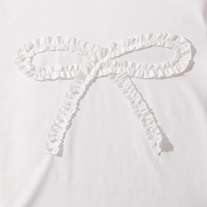 Комплект детской одежды для девочек 2025 г. Летняя белая футболка с коротким рукавом и черные юбки, комплект из 2 предметов, повседневный наряд