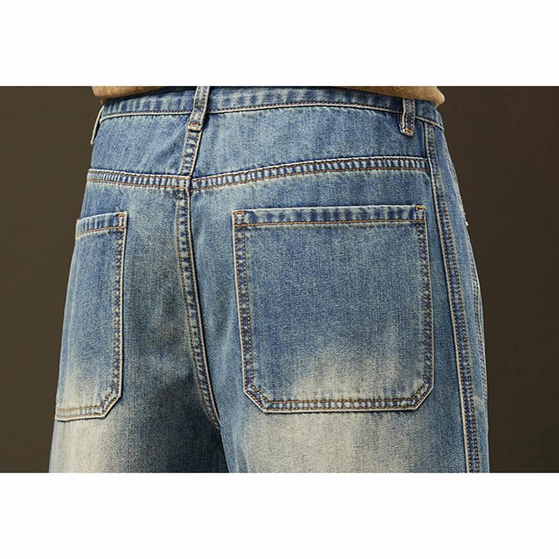 Winter Fleece Warm Jeans Men Loose Wide Leg Pants Elastic Waist Velvet Flocking Outdoors Trousers