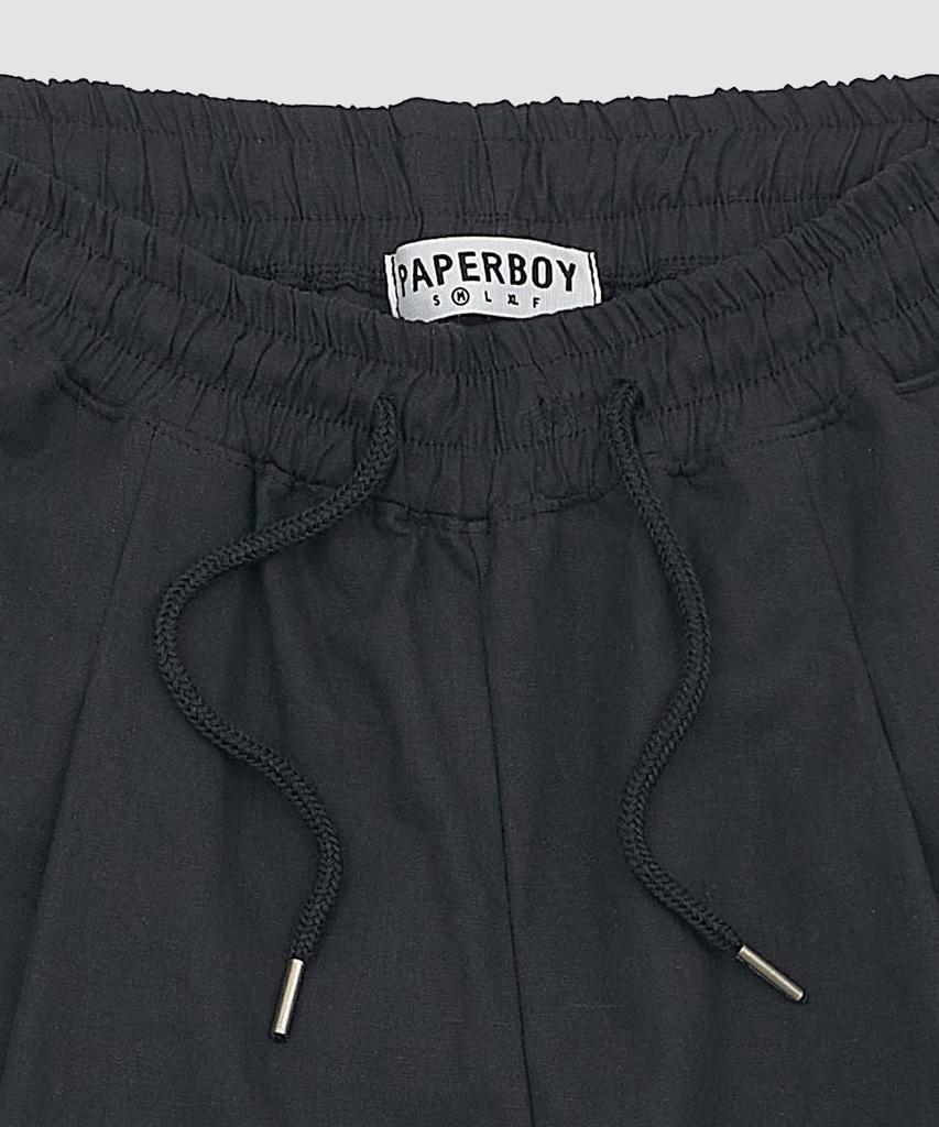 PAPERBOY Льняные био полуштаны с защипами - Черные