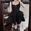Летняя короткая юбка Slim Temperament Pure Black Strap Pure Desire Dress Woman