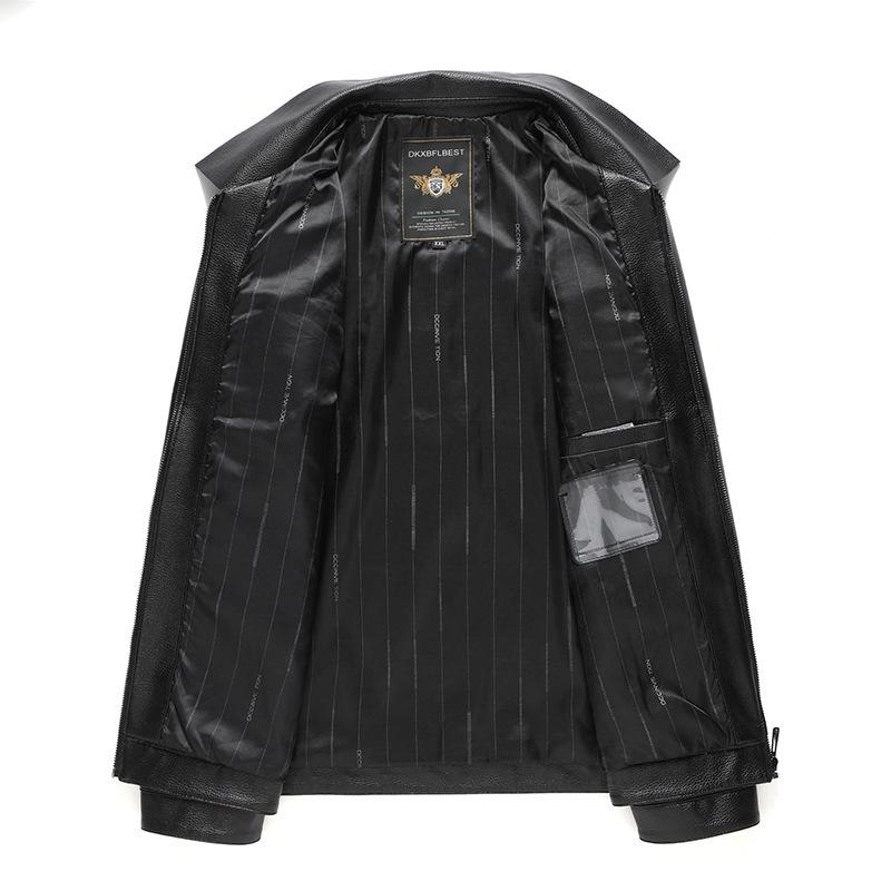 Мужская кожаная куртка, мужская новая весенне-осенняя модная корейская версия, облегающая, трендовая, не оставляющая следов, кожаная куртка для мотоцикла с лацканами