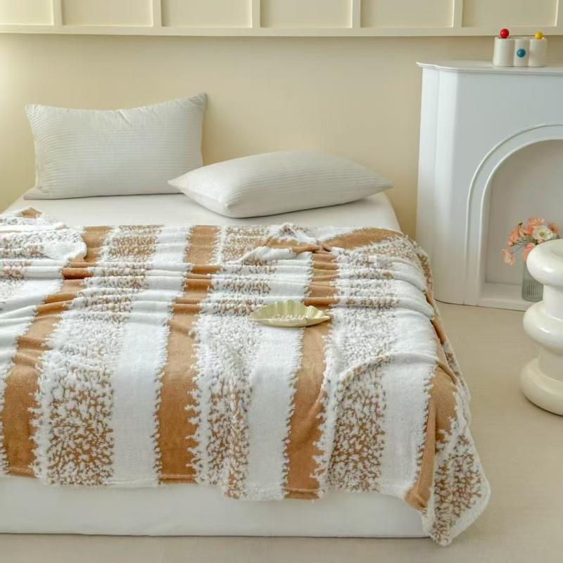 Вязаный шерстяной плед «Снежинка в полоску», мягкий и теплый, для всесезонного использования, покрывало на диван, плюшевый плед для офиса, приятный к коже, украшение для дома