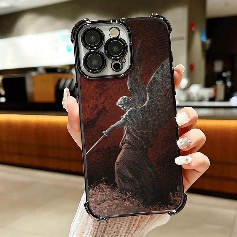 Эстетичный чехол для телефона с покрытием Архангел Михаил Для iPhone 16 17 Pro Max Air 16E 14 15 Plus 12 13 Mini Противоударный чехол с подушкой безопасности