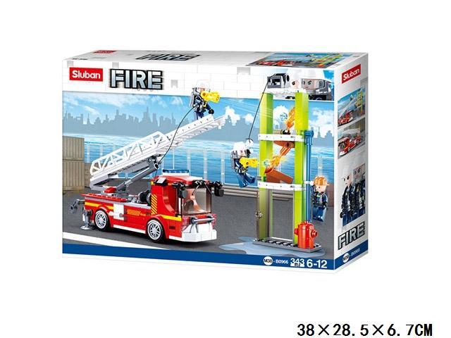 Klocki Sluban Fire Straż Pożarna Samochód Z Drabiną 343 - B0966