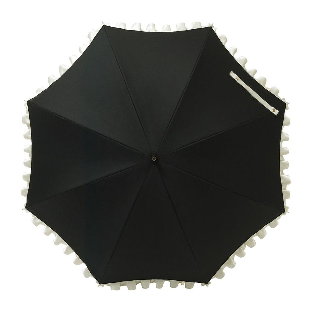 Moonbat en Long Для Солнца и Света Тепло УФ Блестящий Черный [Lanvin Bleu] Зонтик от солнца, Зонт, Дождь, Первоклассная Блокировка, Блокировка, Защита, Рюши,