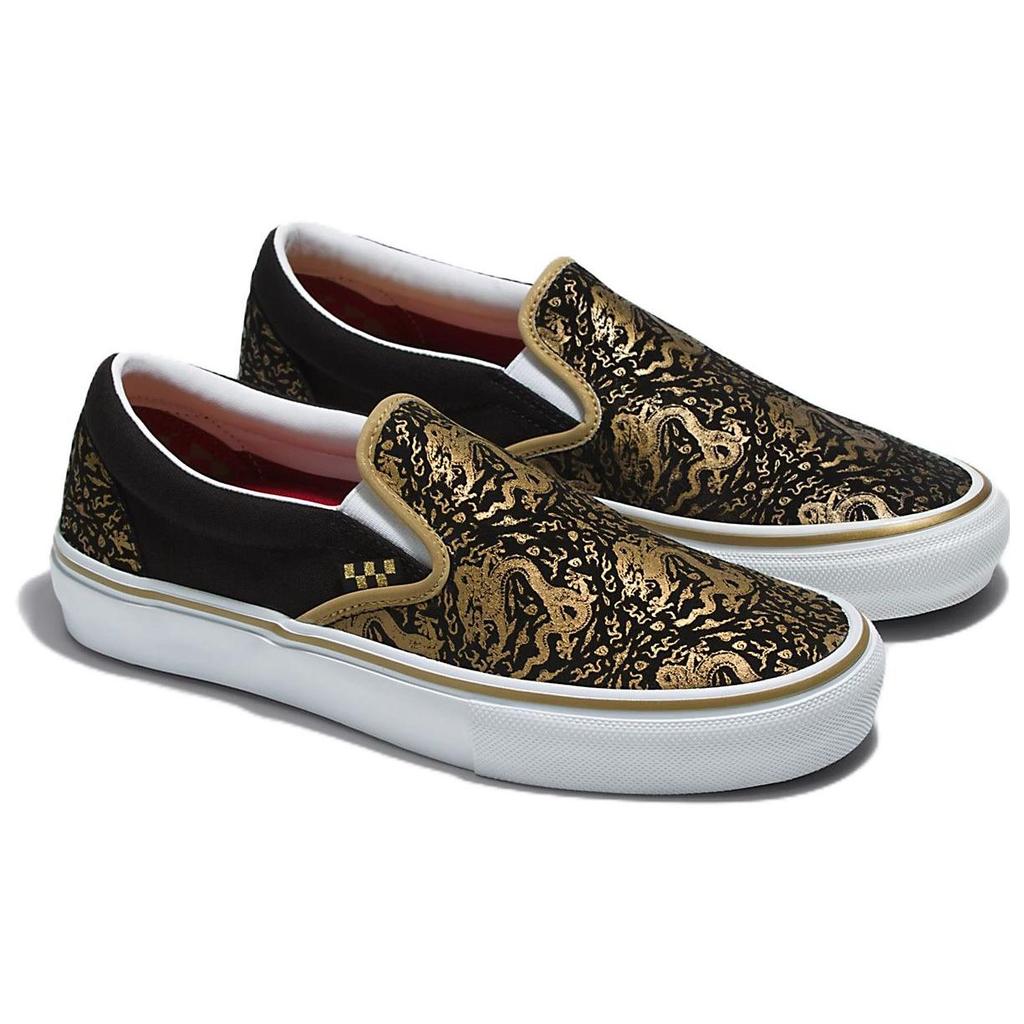 Vans Slip-On Chinese New Year Casual Low-Top Skate Shoes Unisex Sneaker Black Gold VN0A5FCAZX1