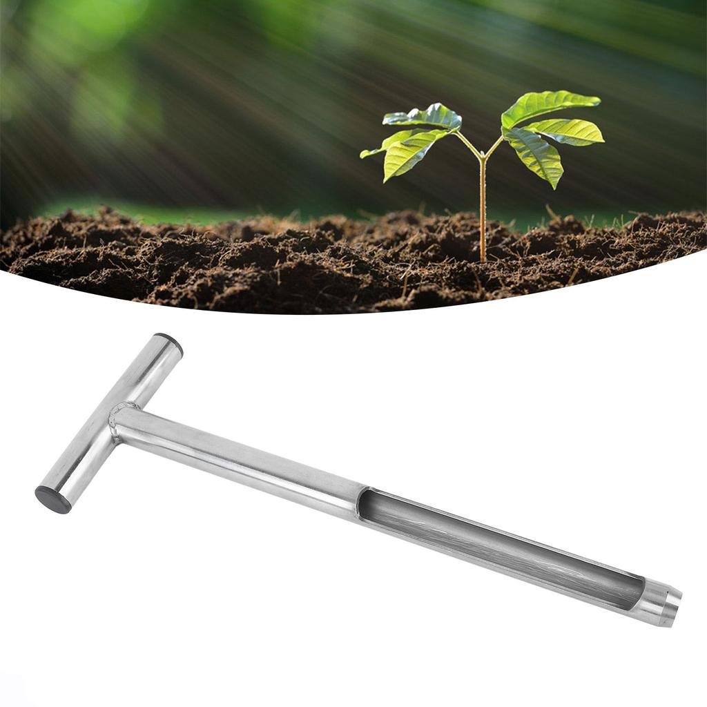 Soil Sampler with 2 Sampling Bags Reusable Stainless Steel T Handle Soil Probe for Plant Care Garden Lawn Farm