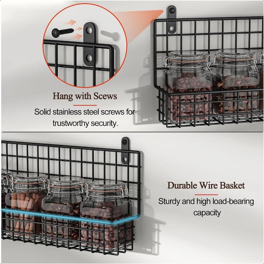Набор из 4 настенных полок для специй, обновляемый соединяемый органайзер для приправ для экономии места, подвесное хранилище для специй для шкафа, кладовой