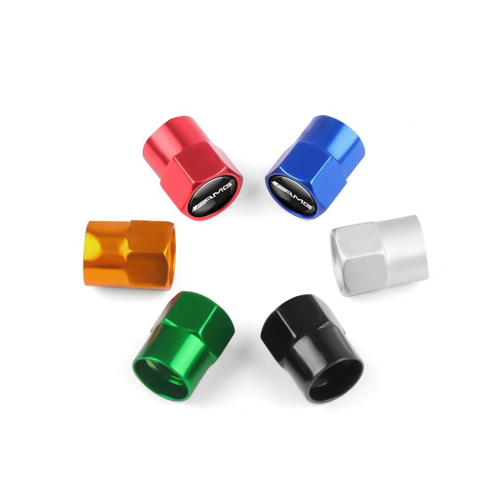 EJG4 4Pcs Car Tire Valve Cap Aluminum Tyre Wheel Air Stem Valve Cap for Mercedes Benz A E C G M R S Class W176 W204 W212 W222 CLA AMG