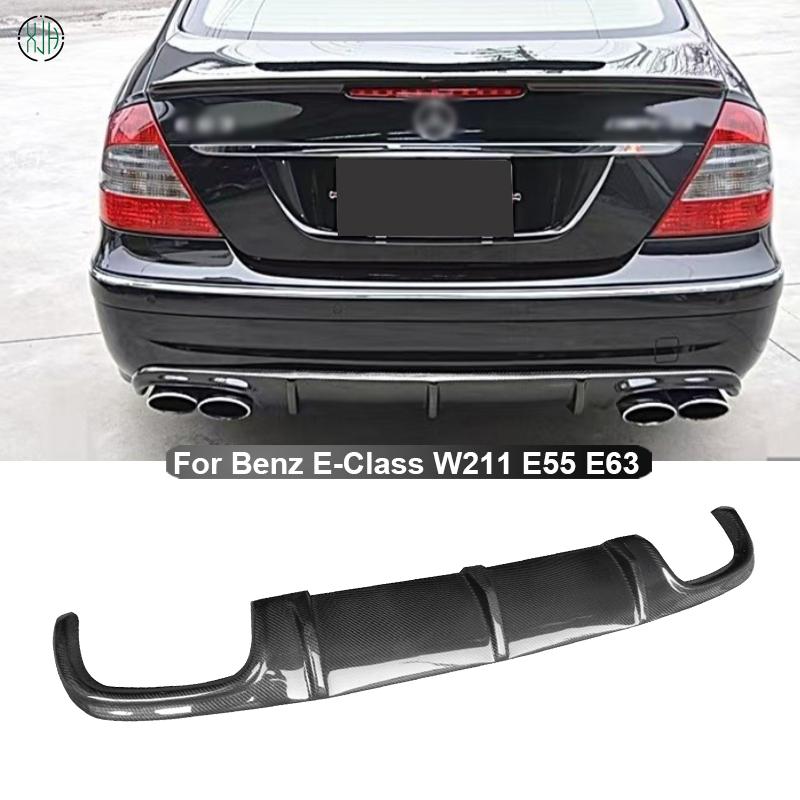 Для Mercedes Benz E-Class W211 E55 E63 AMG Sedan 4-Door 2002-2006 Углеродное волокно Автомобильный задний бампер Lip Diffuser Spoiler Body kit