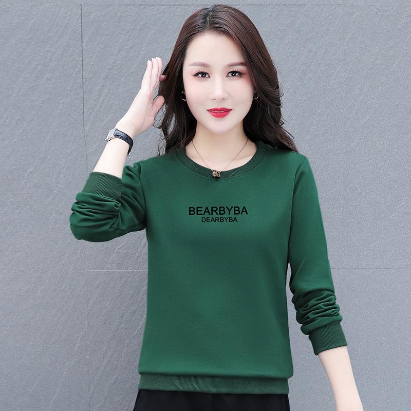 Женская толстовка с круглым вырезом – весна/осень 2025, длинный рукав, модный бархатный топ Plus