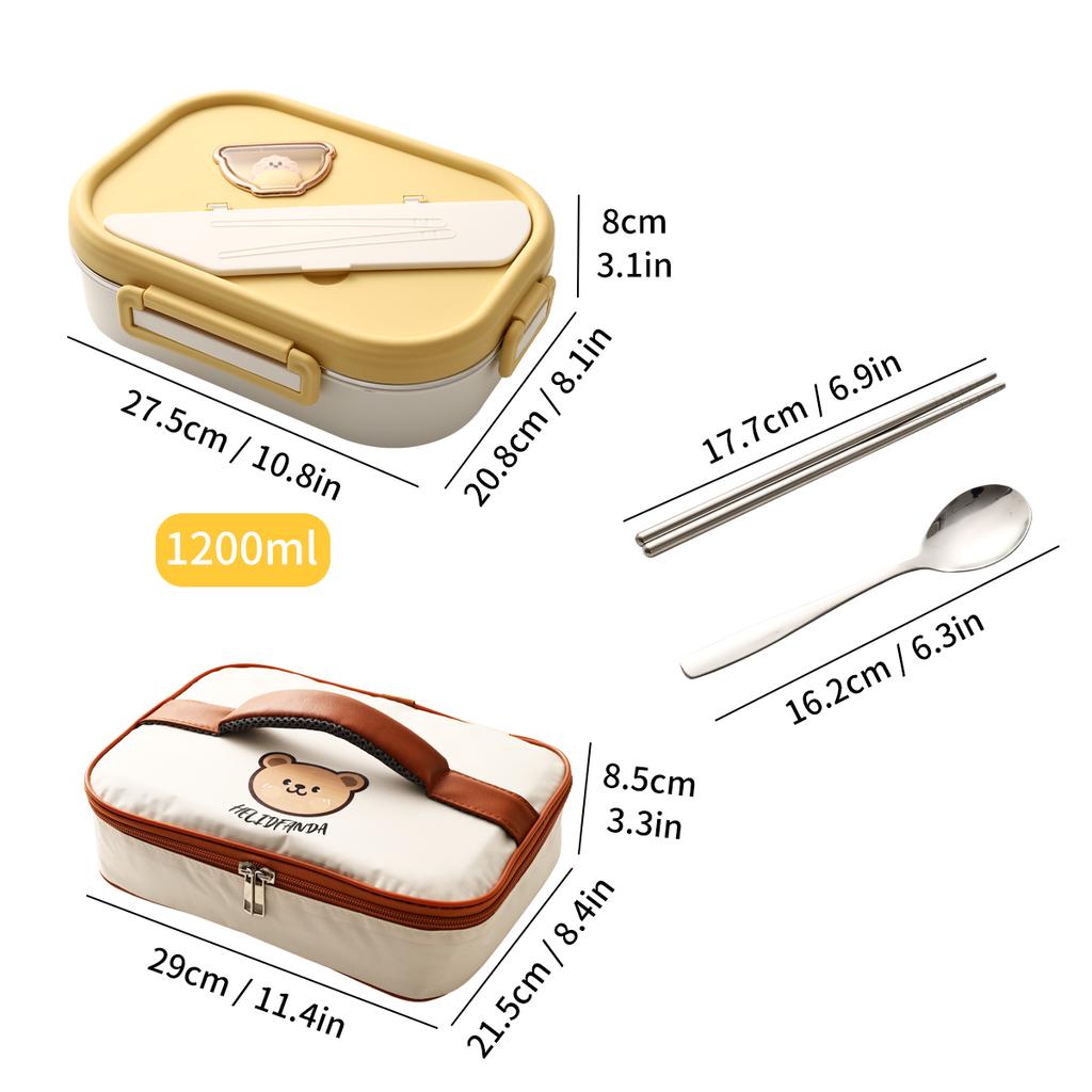 1200 мл 304 нержавеющая сталь Bento Lunch Box с суповой чашей портативный герметичный пищевой контейнер 4 отсека контейнер для обеда