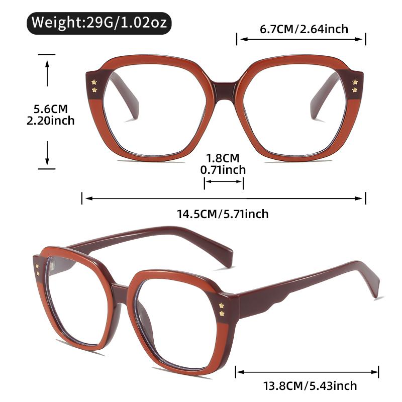 Новые классические и простые очки с плоскими линзами в большой оправе со звездными акцентами — это предмет для повседневной носки и украшение для уличной фотографии.