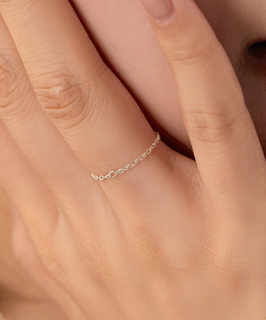 Helene Jewelry Серебряное кольцо с цепочкой в виде каната, стерлинговое серебро 925 пробы (Тип А)