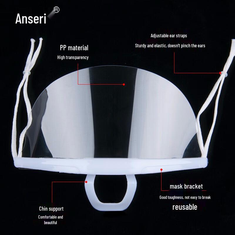 Ansairui Durable Transparent Catering Hygiene Mask (20-Pack)