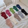 Winter Warm Soft Sticky Solid Color Lace Wool Gloves For Women, Winter Warm Knitted Five Finger Touchscreen Gloves