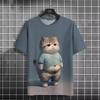 Летний топ с круглым вырезом и 3D-принтом милого кота, модная повседневная мужская футболка с коротким рукавом