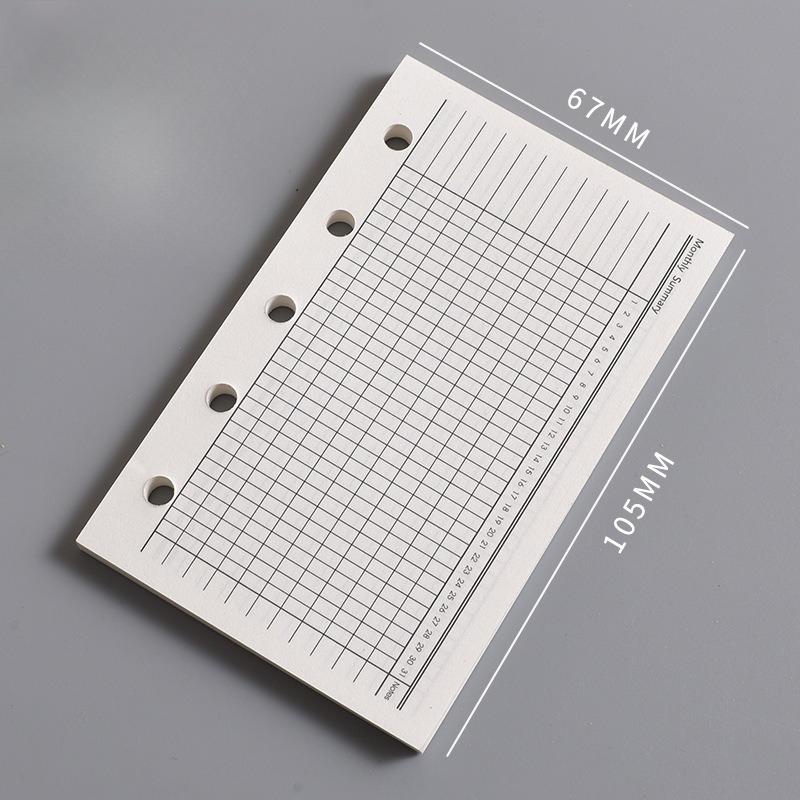 Внутренний лист блокнота M5 Пустая вертикальная линия квадратного блока A8 и Недельный план Одна страница в день для отметок