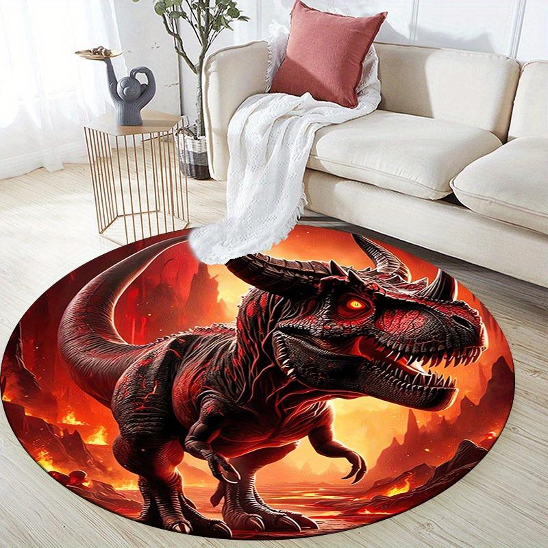 1pc Soft, Absorbent & Non Slip Terrible dinosaur Round Rug Soft Circle Rug for Living Room & Bedroom Decor, Chair Mats, and Unforgettable Ho