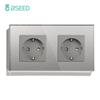 BSEED Single EU Socket Double Power Outlets Triple Electric Sockets Crystal Glass Wall Sockets White Black Gold Gray 16A